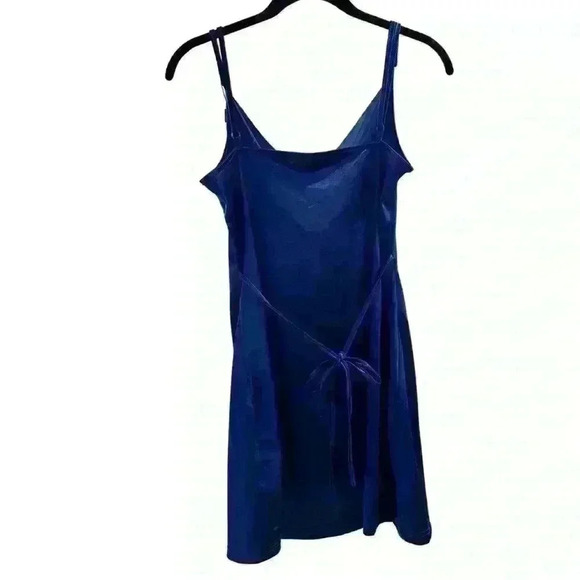 Zaful Dark Blue Satin feel Cowl Neck Dress with Tie Back – Size M, New with Tags - Picture 2 of 4